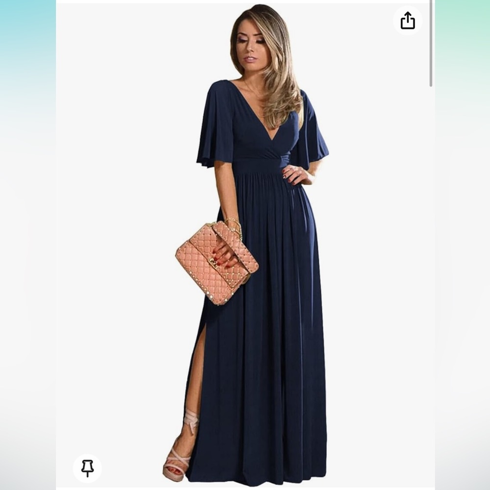 Maid of honor dress, mother of the bride, formal event dress in Navy blue - Picture 5 of 8